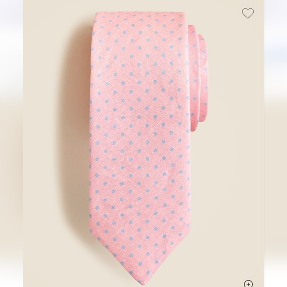 J. Crew English Linen Tie - Pink/Light blue dots
